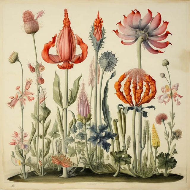 'Flowers' # 25 - Framed Original Fine Art Print by Diane Grant Studio. *Chairish Exclusive From a series of prints; see my...