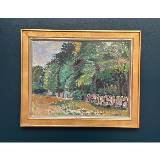 Original Vintage Swedish Oil on Canvas – “Stenmuren, from Grönet, Brantevik” by Lars Florén – Signed – Vintage & Framed –...