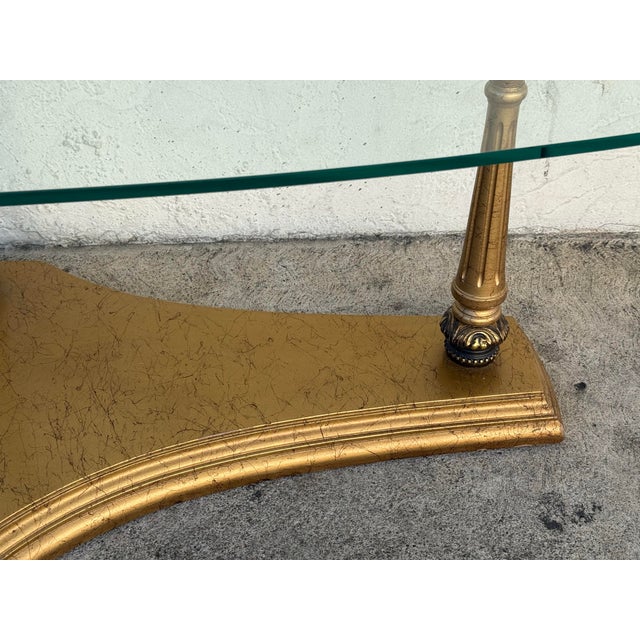 Late 20th Century Burnished Gold + Glass Coffee Table For Sale - Image 5 of 12