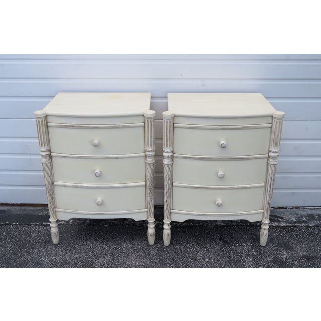 Shabby Chic Painted Tall Large Nightstands End Tables a Pair ...