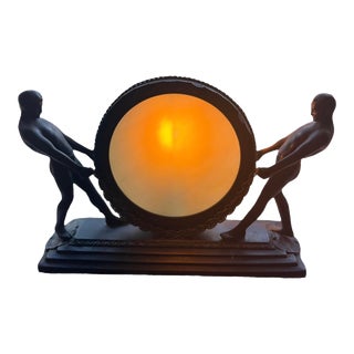 Rare 1930's Art Deco Frankart Style Metal Sculpture Lamp For Sale