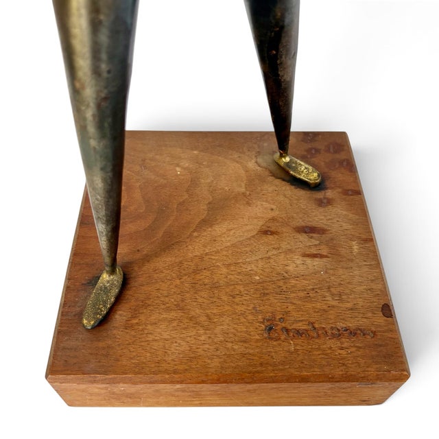 Brutalist 1960s Harold Einhorn MCM Brutalist Sculpture 20.5" Glass Metal Girl Skipping Rope For Sale - Image 3 of 15