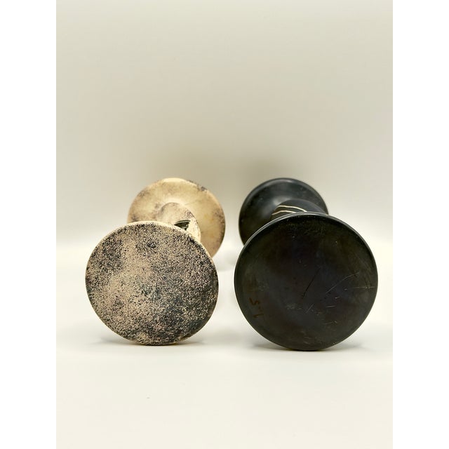 Mid 20th Century Pair of Vintage Twisted Soapstone Candlestick Holders – Tribal & Southwestern Inspired For Sale - Image 5 of 5