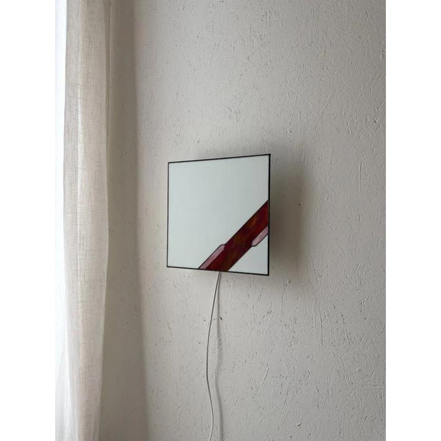 Beige Architectural Stained Glass Wall Lamp with Textured Glass For Sale - Image 8 of 12