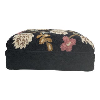 1990s Vintage Hooked Wool Footstool For Sale