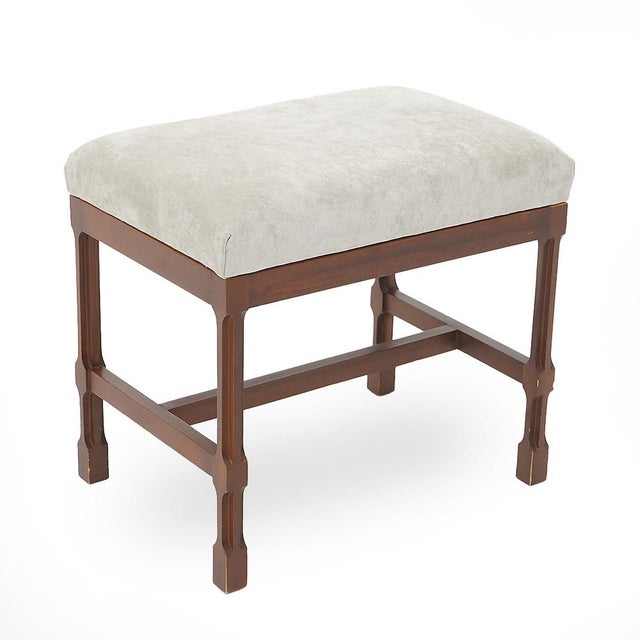 Italian-made stool, 1960s production, designed by George Coslin for 3V. Shaped wooden structure. Padded seat and lined...