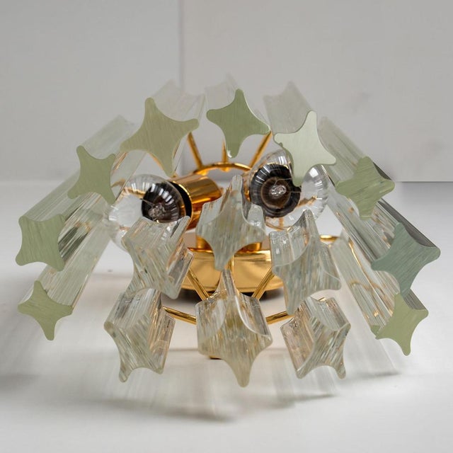Triedroglass Tree Tears Clear Gold Glass Brass Sconce from Venini, 1970s For Sale - Image 9 of 17