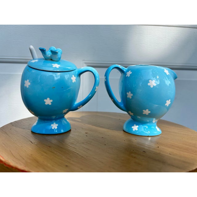 Mid 20th Century Napco “Miss Cutie Pie” Sugar Bowl and Creamer Set For Sale - Image 4 of 12