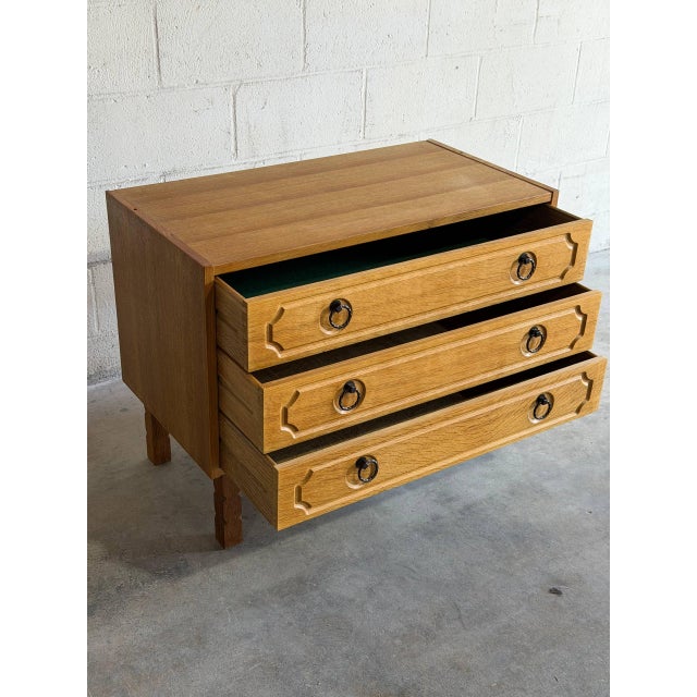 Wood Vintage Danish Oak 3 Drawer Chest Mid Century Modern Nightstand Dresser For Sale - Image 7 of 10