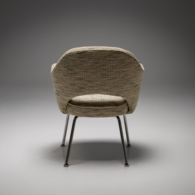 Eero Saarinen Model 71 Dining Chair in Green-Yellow Pierre Frey Fabric by Eero Saarinen for Knoll, 1960s For Sale - Image 4 of 12