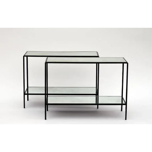 DESIGN FRERES The 'Rectiligne' Narrow Mirrored End Table For Sale - Image 4 of 8