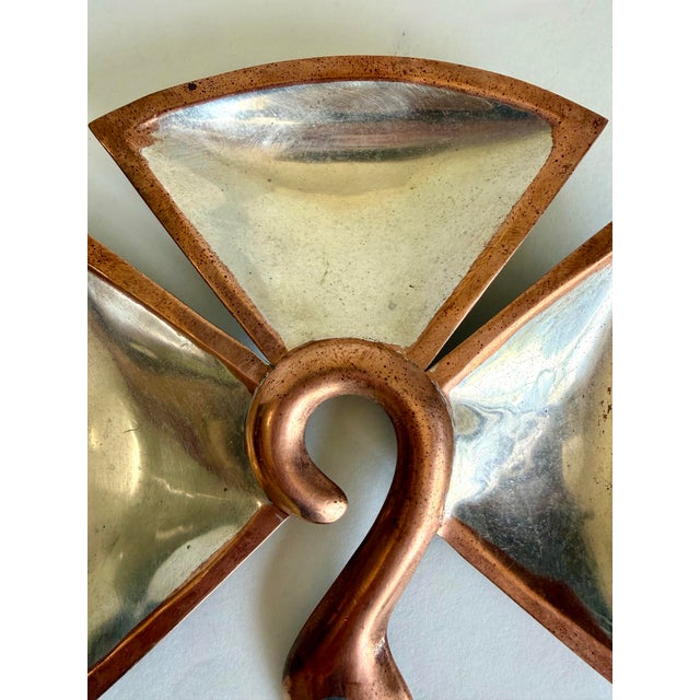1950s 1950s Los Castillo Taxco Copper & Silverplated Metal Bird Divided Dish For Sale - Image 5 of 7