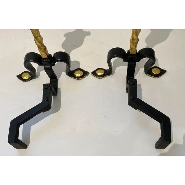 Gold Tudor Andirons 1920s For Sale - Image 8 of 13