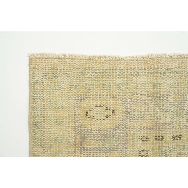 1970s Vintage Turkish Handmade Wool Cotton Beige Area Rug For Sale - Image 4 of 13