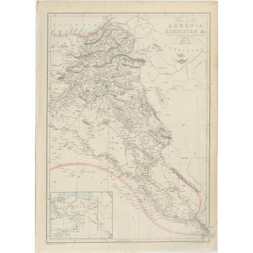 Armenia & Kurdistan Map, 1850 For Sale