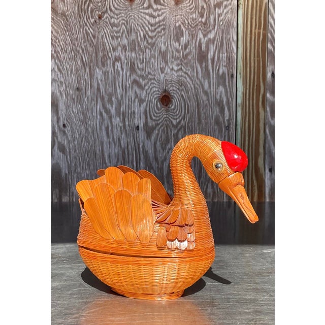 Add a charming touch of coastal decor to your space with this beautifully crafted vintage Shanghai weave duck. Made with...