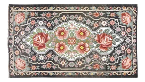 Vintage Balkan Bessarabian Hand Made Organic Wool Natural Color Floral Kilim,6'5"x11"