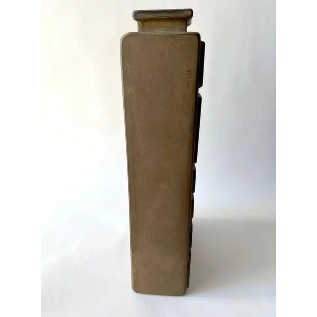 1960s John W Delaplane Indiana Modernist Pottery Matte Bottle Vase With Mosaic Decoration For Sale In Palm Springs - Image 6 of 8