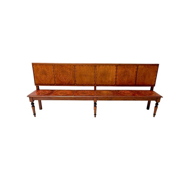 Art Nouveau Dutch Hall Bench in Elm and Beech, 1900s For Sale - Image 11 of 16