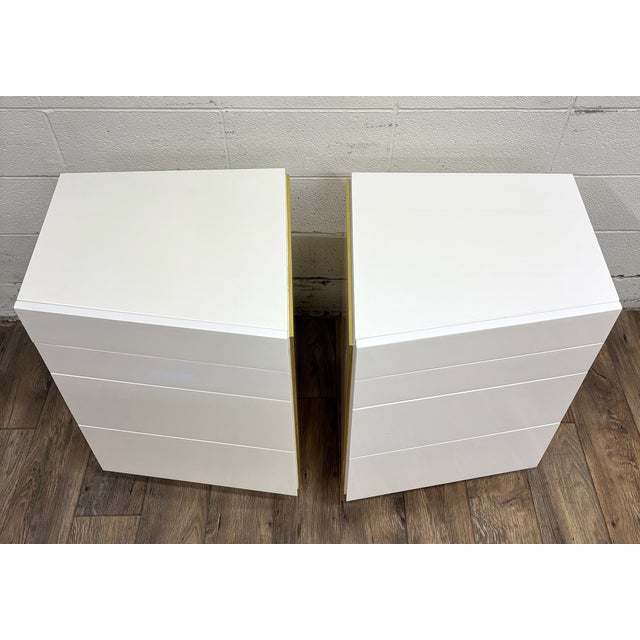 Wood Vintage 1980s Bridgeford via Veneto Ivory Lacquered Nightstands - Pair For Sale - Image 7 of 10