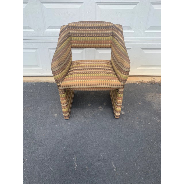 Set of 4 Postmodern Cantilever Upholstered Club Chairs, 1980s Modernist Style For Sale In Columbia, SC - Image 6 of 10