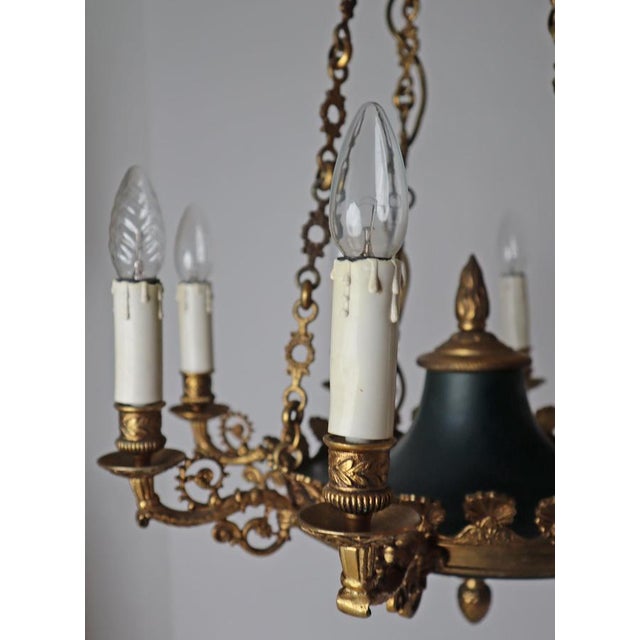 Royal French Empire Gilt Bronze and Forest Green 8-Armed Chandelier, 1950s For Sale - Image 15 of 18
