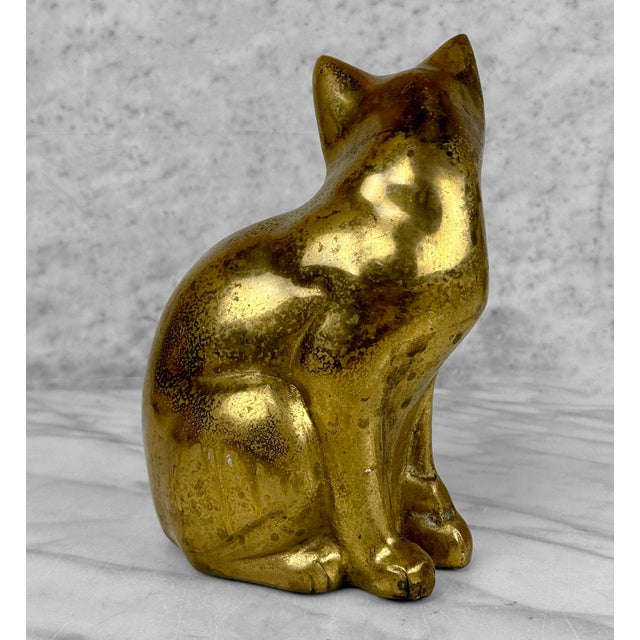 Vintage Traditional Brass Cat 8" Sculpture For Sale - Image 6 of 9