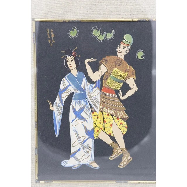 Metal Framed Japanese Print Depicting Traditional Dance, Early 1900s For Sale - Image 7 of 8