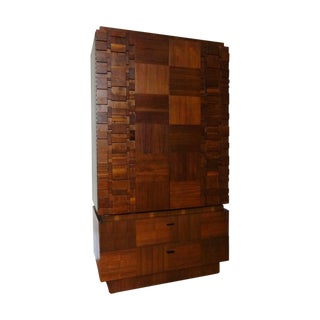 Mid-Century Modern Brutalist Walnut Armoire For Sale