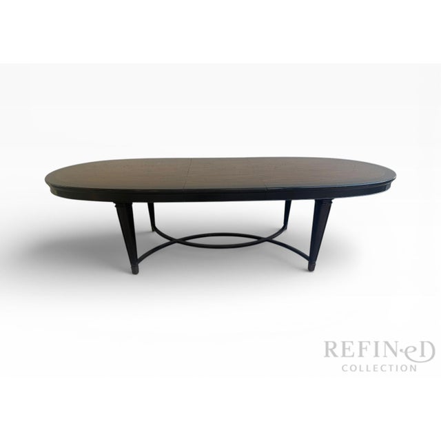 Late 20th Century Late 20th Century Neoclassical Zebrawood Inlaid Ebonized Dining Table, Attributed to Ralph Lauren for Henredon For Sale - Image 5 of 17
