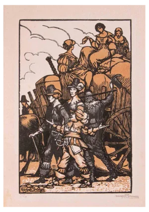 Georges Bruyer, The Migration, Original Woodcut Print, Early 20th-Century