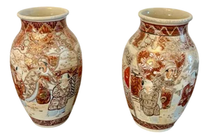 Antique Edwardian Quality Satsuma Vases, 1900s, Set of 2