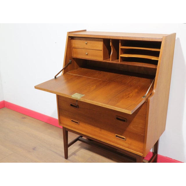 Mid 20th Century Mid Century Modern Vintage Teak Secretaire Bureau Desk Danish Style For Sale - Image 5 of 15