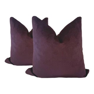Eggplant Purple Velvet Pillows - A Pair For Sale