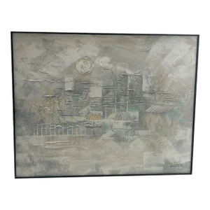 Large Brutalist Cafe Painting by Lee Reynolds