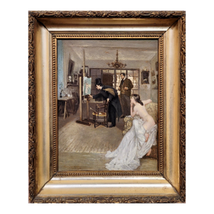 Albert Jean Adolphe-Nude Model in Paris Artist Studio-1898 Oil Painting