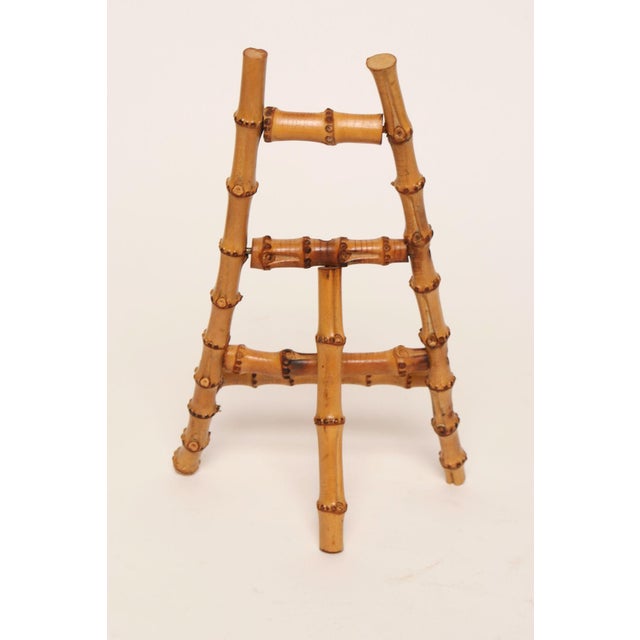 Vintage Diminutive Scorched Bamboo Tabletop Easel / Picture Display For Sale - Image 14 of 18