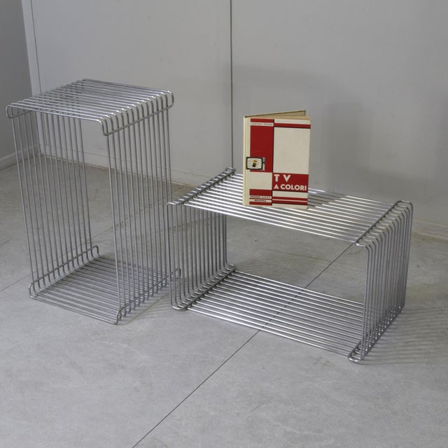 1970s Wire Steel Pantonova Side Tables by Verner Panton for Fritz Hansen, 1970s, Set of 2 For Sale - Image 5 of 7