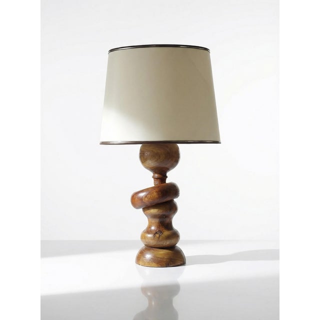 Vintage Scandinavian Style Table Lamp in Carved Turned Wood, 1960s For Sale - Image 16 of 16