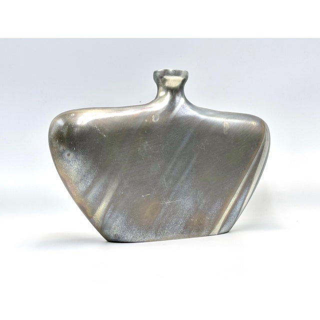 1970s Mid-Century Flat Bottle in Aluminium with Patina, 1970s For Sale - Image 5 of 14