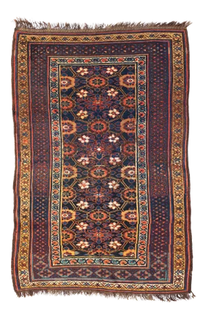 Antique Caucasian Burgundy Navy Blue and Gold Karabagh Rug, circa 1880-1900