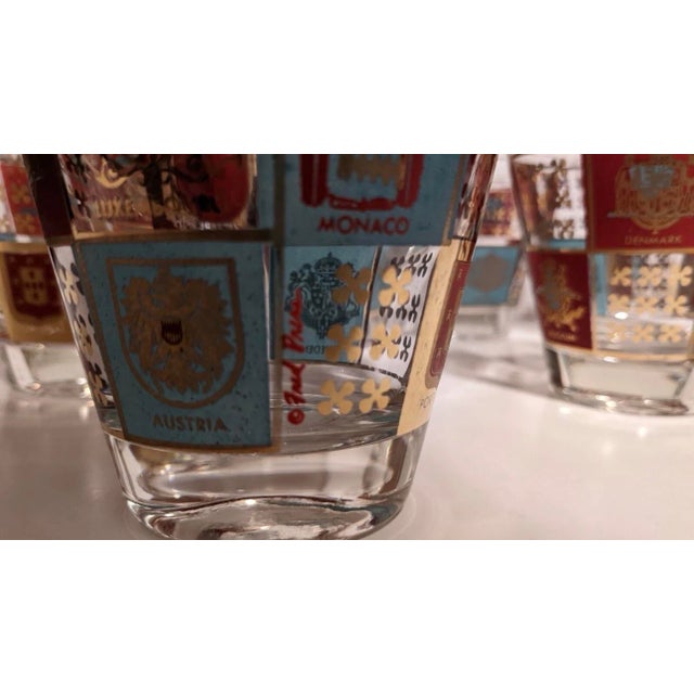 1960s Vintage Fred Press Heraldic Lowball Glasses – Set of 4 For Sale - Image 5 of 8