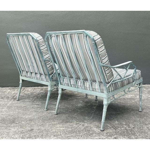 Celadon Vintage Cast Aluminum “Calcutta” Lounge Chairs - A Pair For Sale - Image 8 of 10