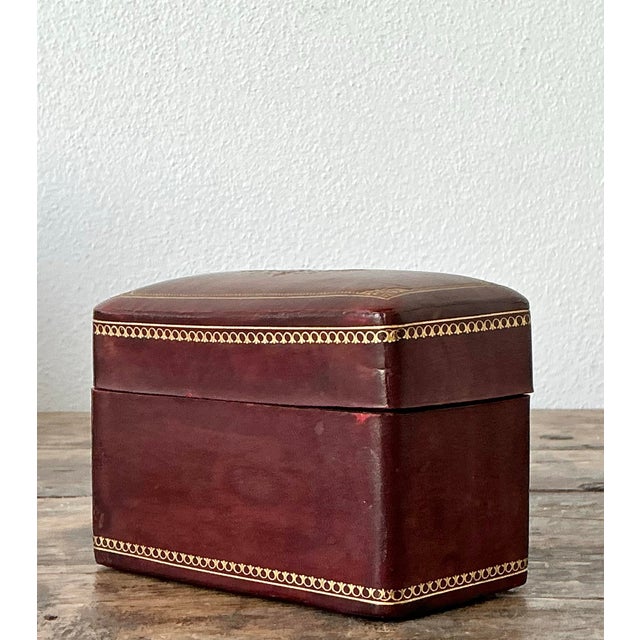Vintage Gold Embossed Leather Card Box For Sale - Image 11 of 12
