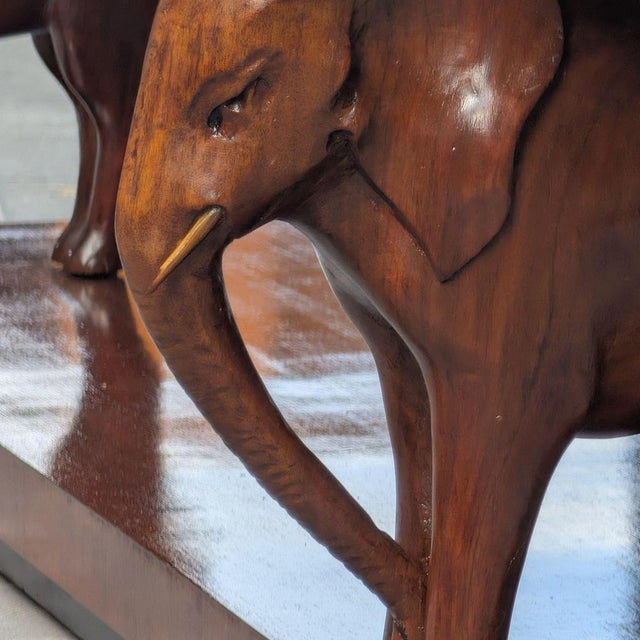 Art Deco Sicilian Wooden Sideboard with Hand-Carved Elephants For Sale - Image 5 of 13