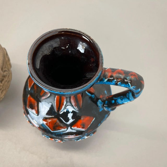 Multi-Color Fat Lava Op Art Pottery Vase from Bay Ceramics Germany, 1960s, Set of 2 For Sale - Image 11 of 17