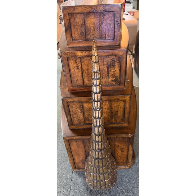 Brown Stunning Alligator Motif Five Drawer Floating Chest For Sale - Image 8 of 9