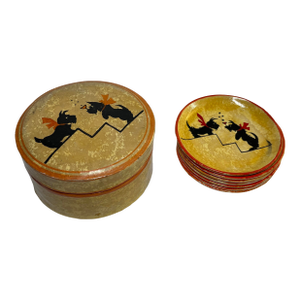 Vintage Jerywil Brand Scottie Dog Coaster Set/7