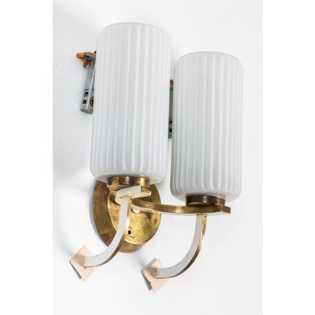 Mid 20th Century Double Arm Sconces in the Manner of Stilnovo - a Pair For Sale - Image 5 of 7