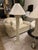 Beautiful vintage 1989 Dynasty matched lamp set (2 bases and 2 shades) featuring sculptural fluted architectural column...